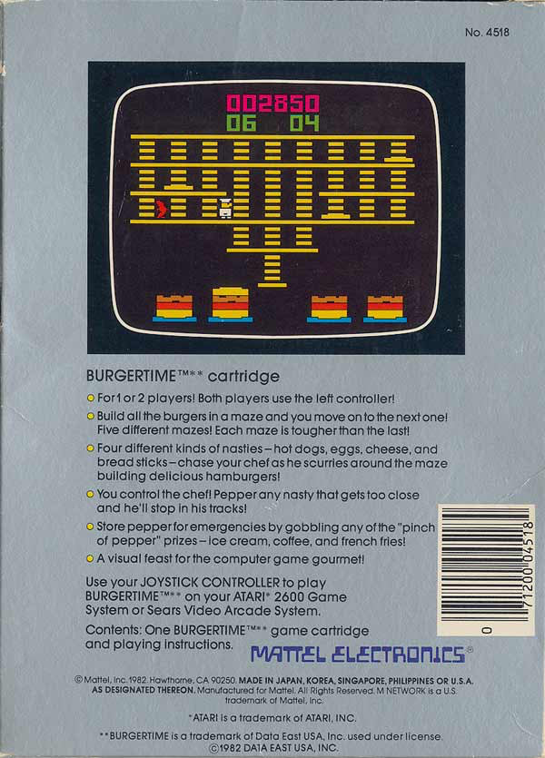 Burgertime (White Label) - Atari 2600