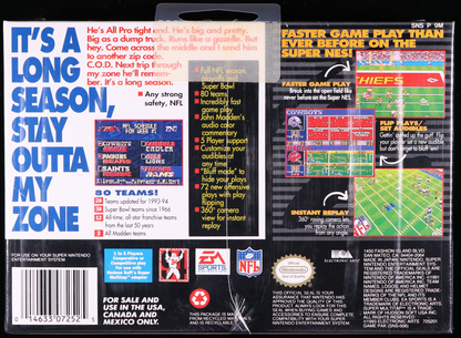 Madden NFL '94 SNES 9.6 A - NEBRASKA COLLECTION