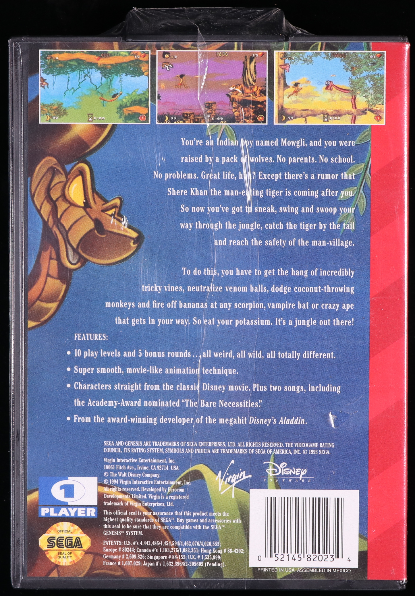 The Jungle Book SEGA GENESIS 9.4 A+ - NEBRASKA COLLECTION