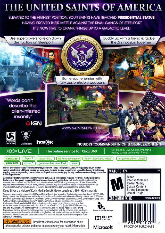 Saints Row 4 - Commander In Chief Edition - Xbox 360