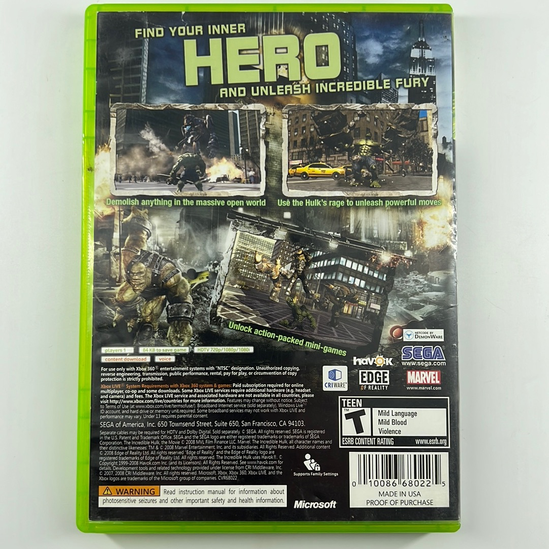 Incredible Hulk, The - Xbox 360 - 483,100