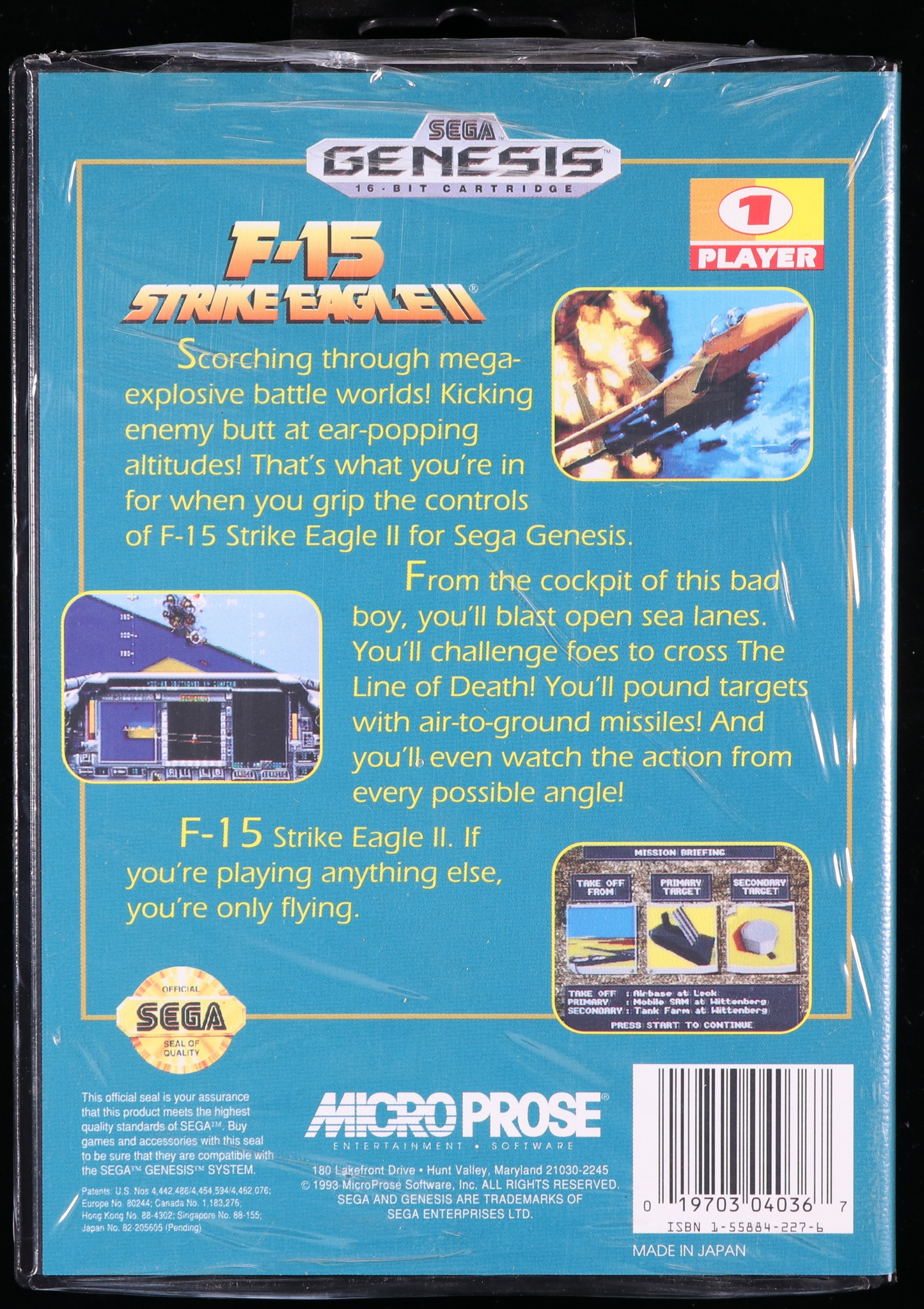 F-15 Strike Eagle II SEGA GENESIS 9.8 A+ - NEBRASKA COLLECTION