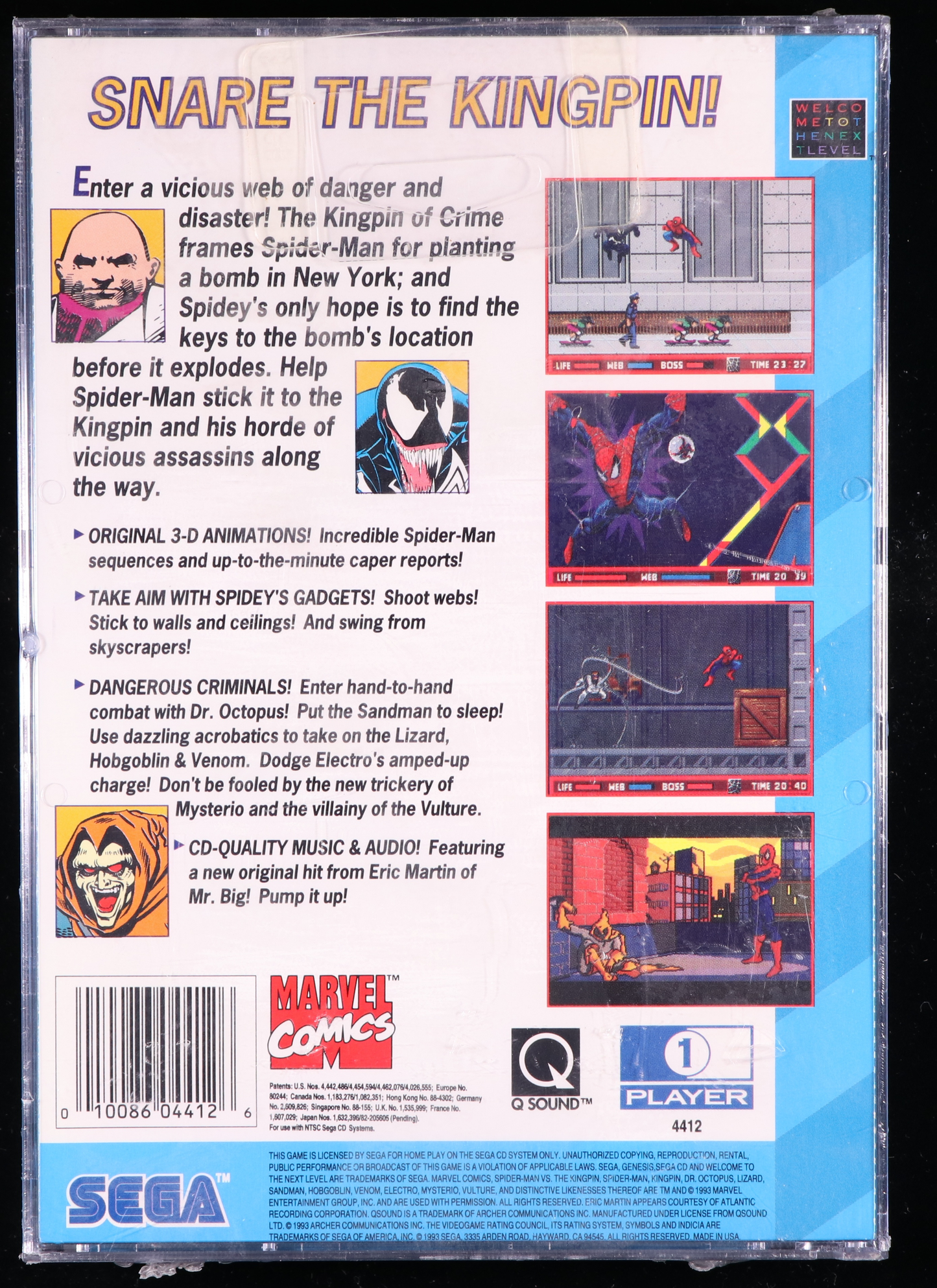 The Amazing Spider-Man vs. The Kingpin SEGA CD 9.6 A - NEBRASKA COLLECTION