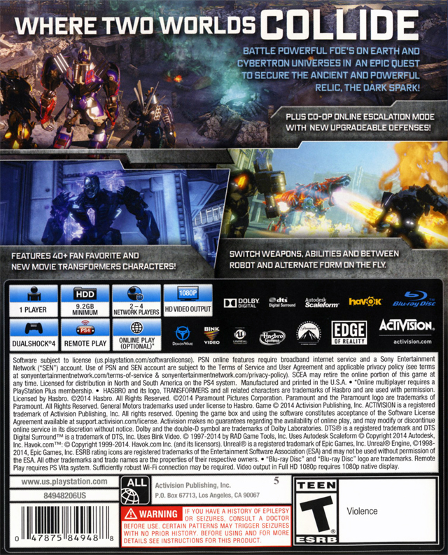 Transformers: Rise of the Dark Spark - PS4