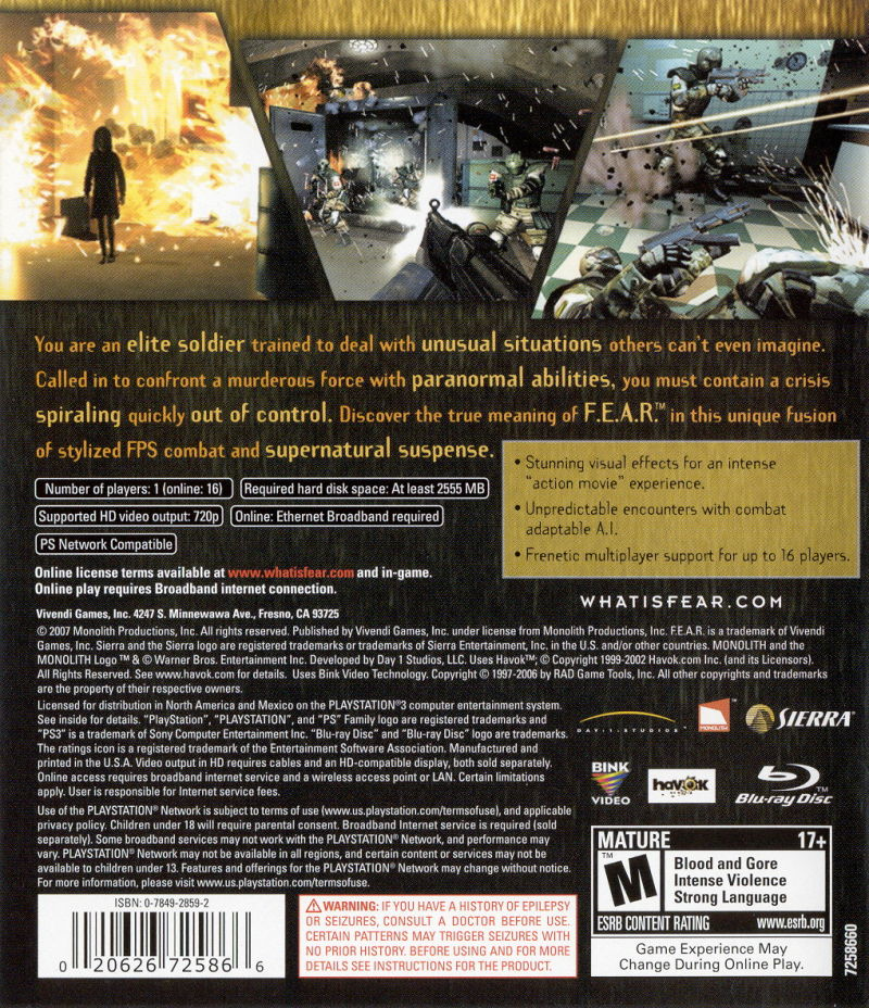 FEAR: First Encounter Assault Recon - PS3