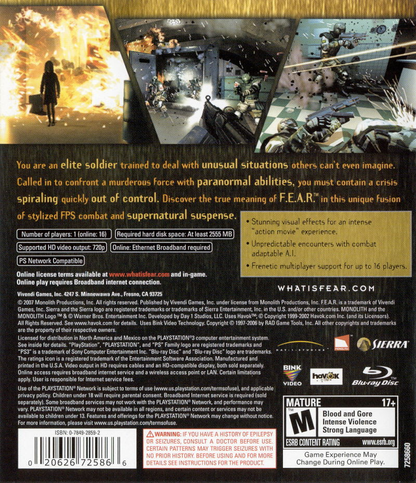 FEAR: First Encounter Assault Recon - PS3