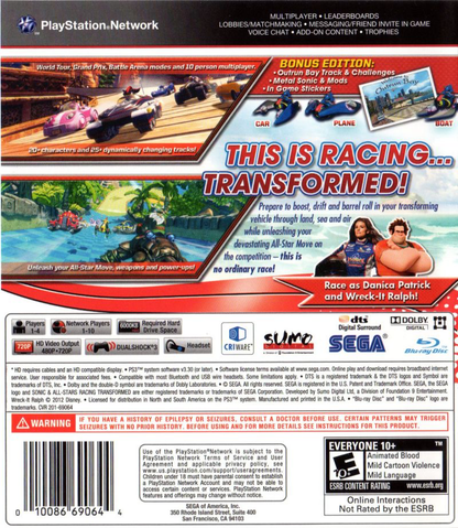 Sonic & All-Stars Racing: Transformed - PS3