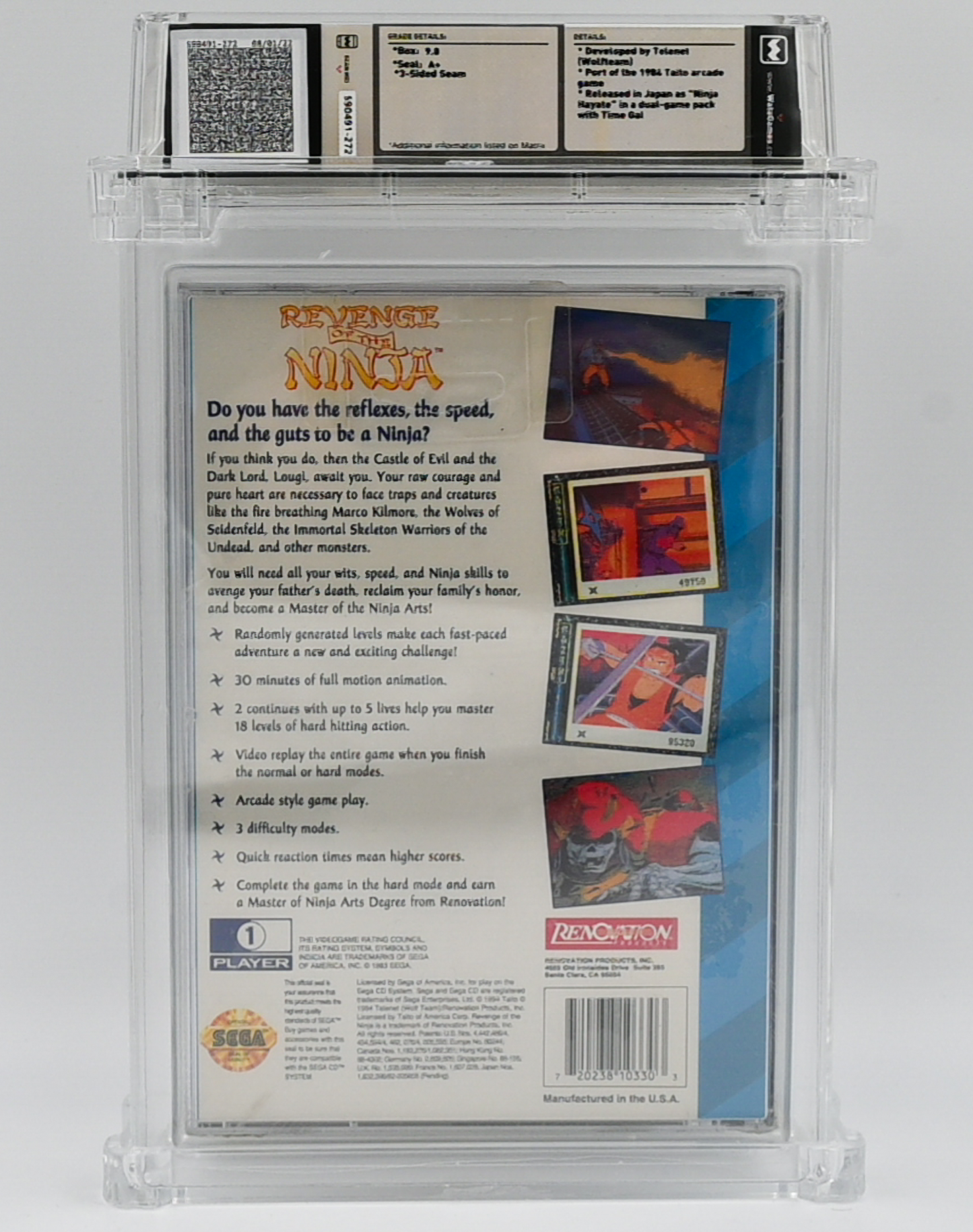 Revenge of the Ninja SEGA CD 9.8 A+ - NEBRASKA COLLECTION