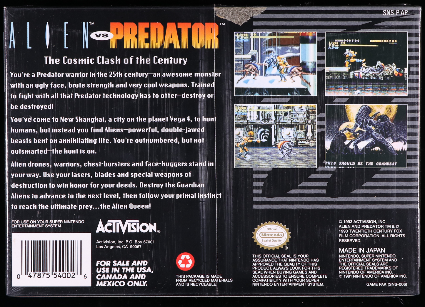 Alien vs Predator SNES 9.6 A+ - NEBRASKA COLLECTION