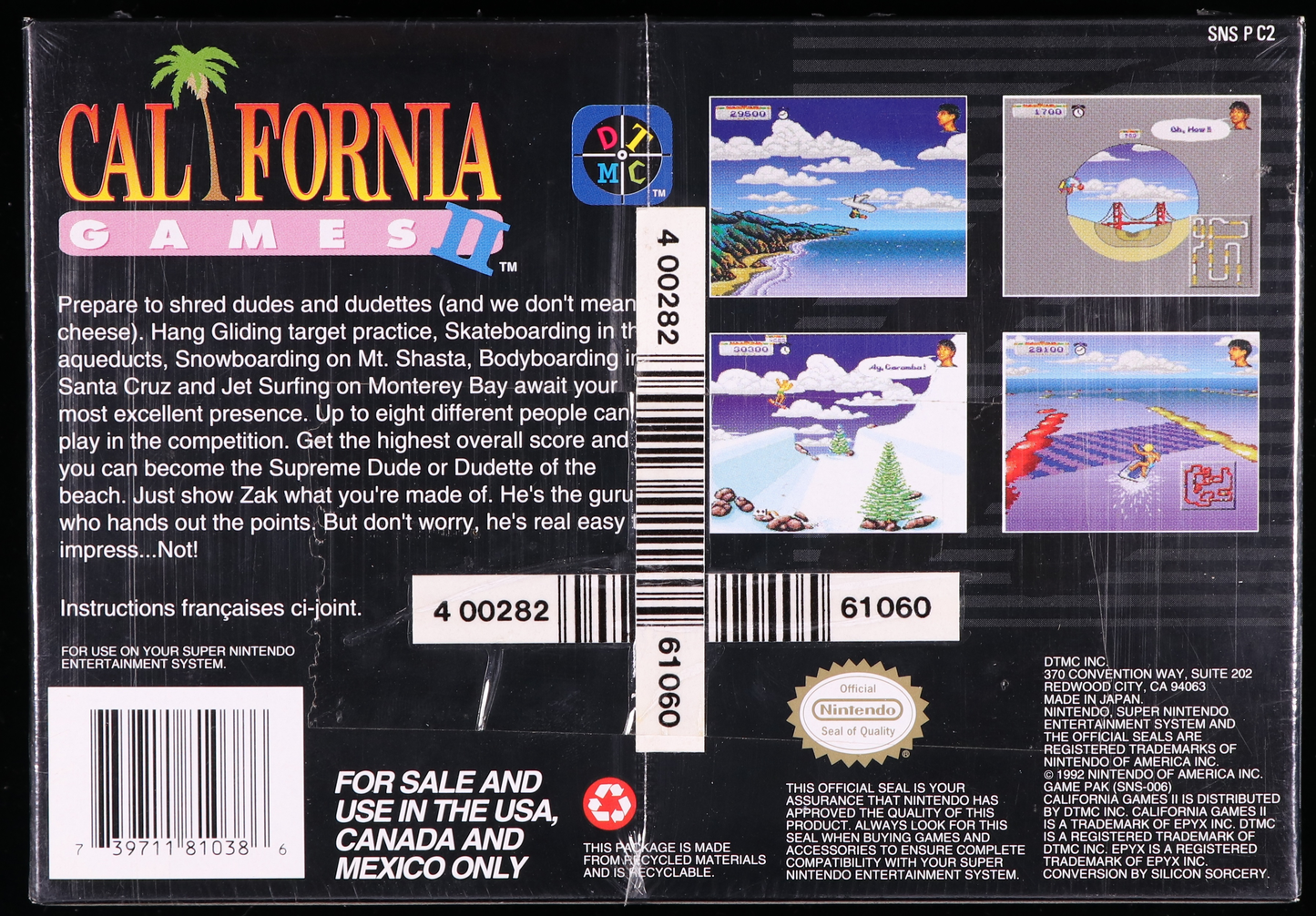 California Games 2 SNES 9.2 B+ - NEBRASKA COLLECTION